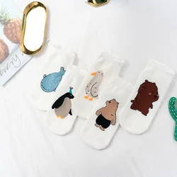 Cartoon cute animal short socks funny dinosaur fox penguin bear kawaii woman's socks Korean style female cute socks cute socks