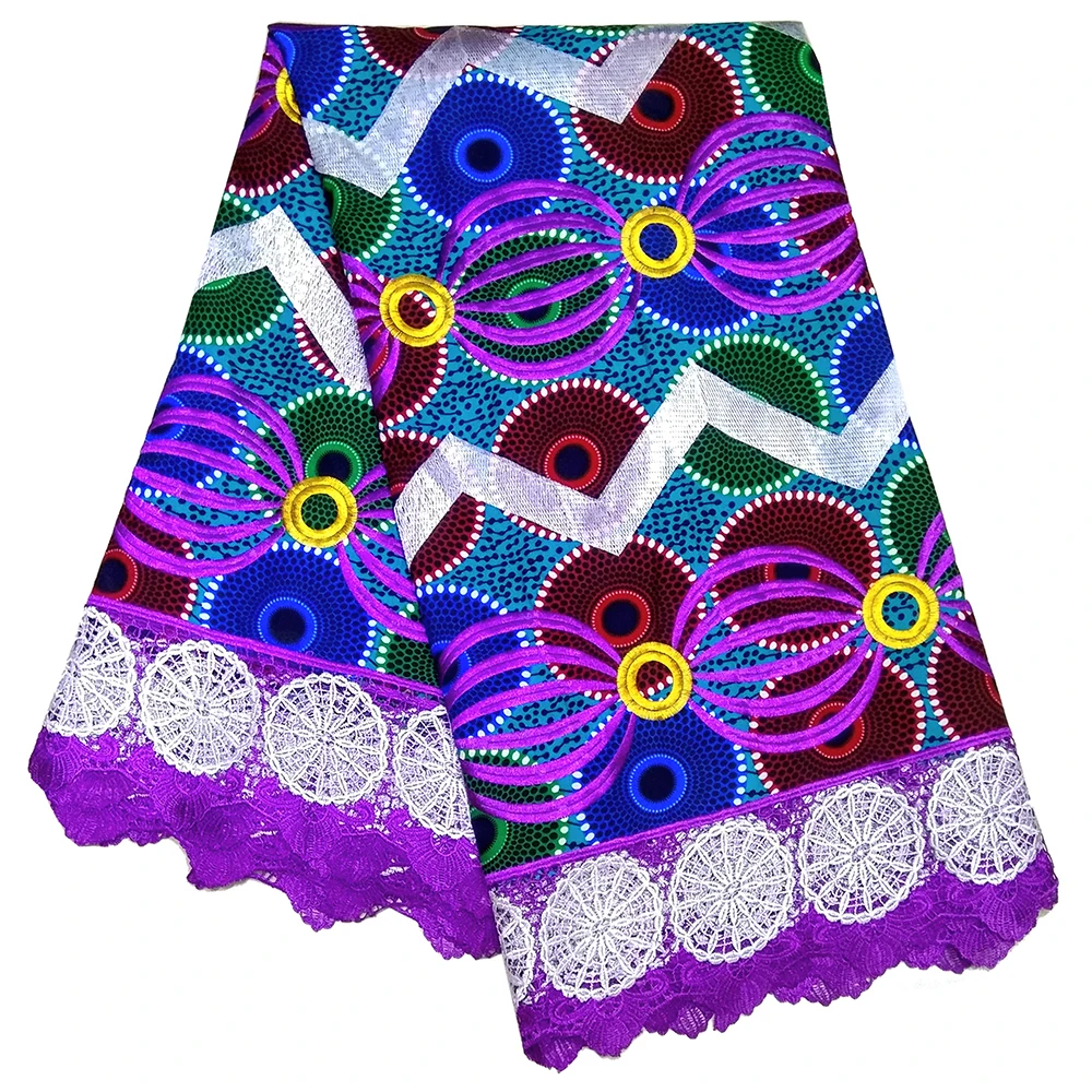 Tela africana con estampado de cera, tejido de encaje bordado de 6 yardas para vestido Dashiki africano