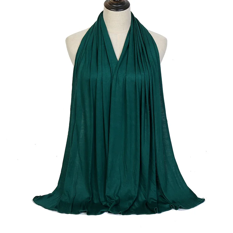 Écharpe Hijab en Jersey Uni, 20 Couleurs, Coton, Polyester, Round artificiel asticité, Châles, Foulard Long et Doux, Bande de Sauna Musulman, Snood,