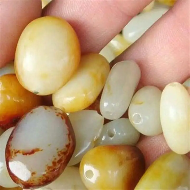 Hotan jade loose beads DIY accessories Hotan jade rough 15mm--20mm bracelet necklace waist chain 10pec