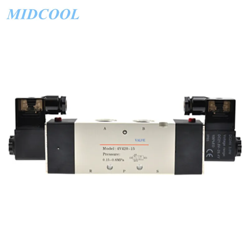 Solenoid Valve 4V400 Series (5/2 ,5/3 way) 4V410 4V420 4V430 220V 110V 24V 12V Terminal/Grommet Type Single / Double Solenoid