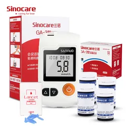 Sinocare GA3 Kan Şekeri Monitörü Kiti, Test Şeritleri ile Diyabet Şeker Ölçer için İğneler Testi