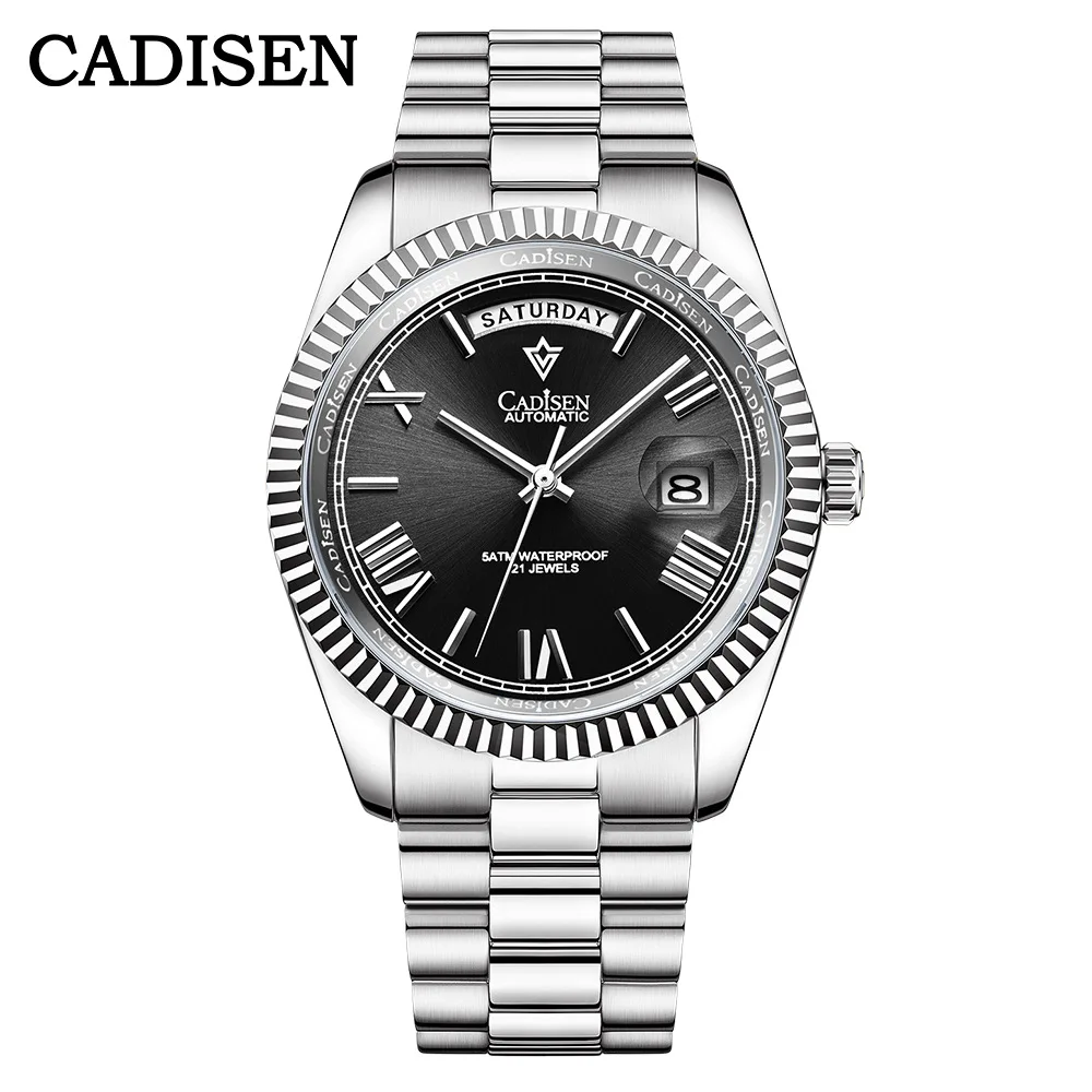 CADISEN 2021 New watch log type men\'s mechanical watch MIYOTA 8285 Japanese movement sapphire glass waterproof watch