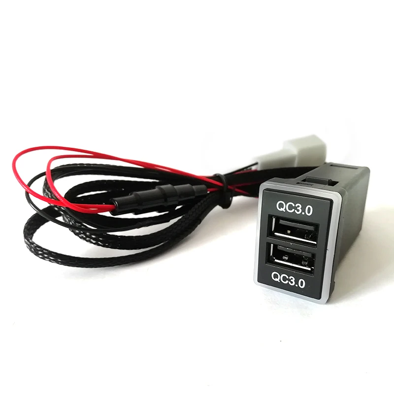 

QC3.0 Car Quick Charger Double USB Phone PDA DVR Adapter Plug & Play Cable For Toyota