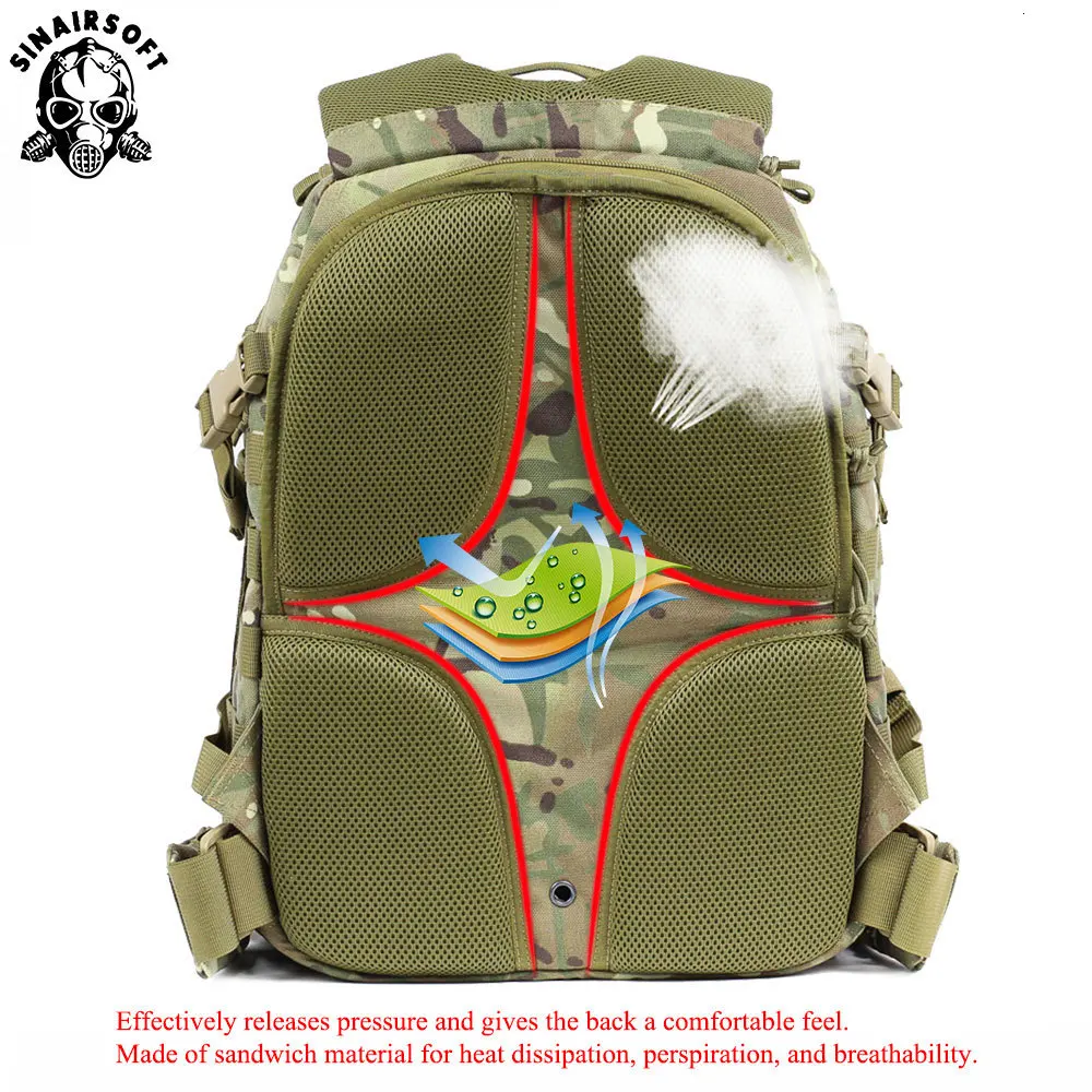 Imagem -03 - Sinairsoft-impermeável Mochila Molle Outdoor Montanhismo Bolsa Bolsas de Caça Trekking Caminhadas Pesca 55l