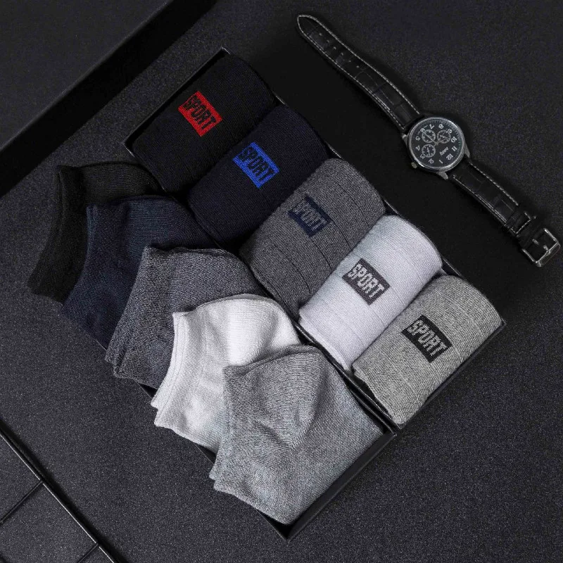 

10 Pairs Men Socks Cotton Breathable Sweat-Absorbent Thin Spring Autumn Black Socks Deodorant Business Men Socks Pack Socks