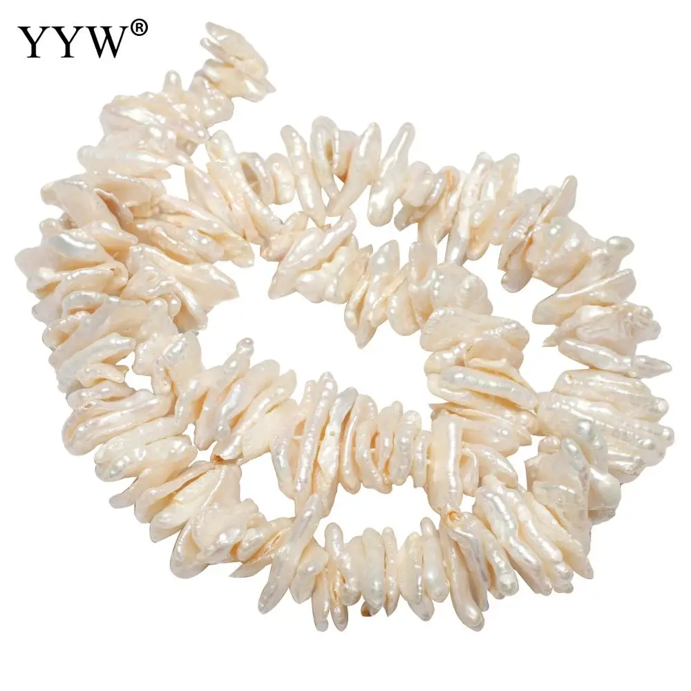 Keshi Cultured Freshwater Pearl Beads Natural White 14*7*2mm-22*8*2mm About 0.8mm Sold Per Approx 14.1 Inch Strand