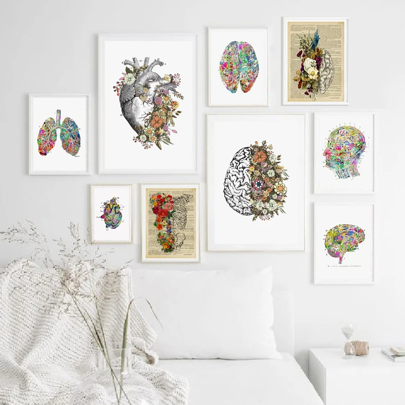 Anatomy Heart Brain Abstract Medical Wall Art Canvas Painting Print Nordic Posters and Prints Wall Pictures For Living Room