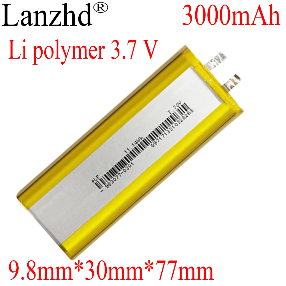 1-10pcs 3.7V lithium-ion Li Po polymer battery For locator filling water meter lamp straight  battery 3000mAh 9.8*30*77mm