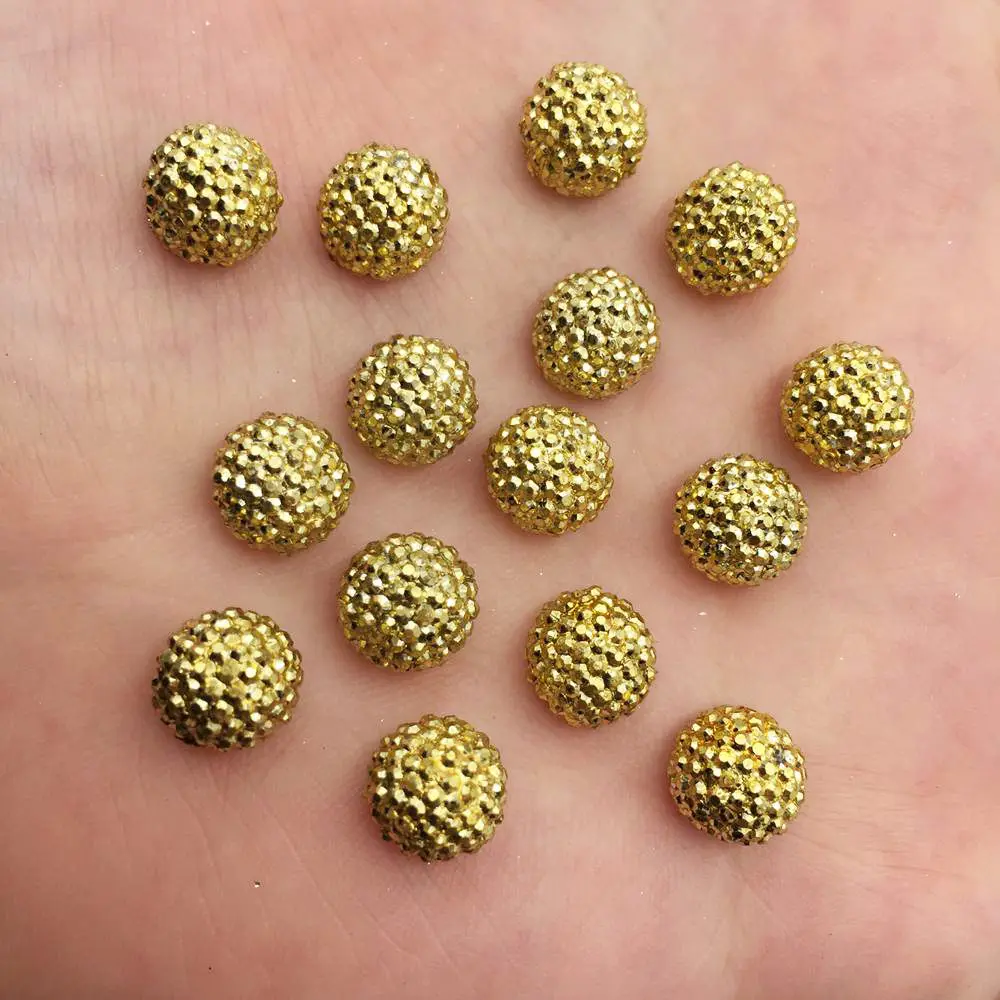 New Silver and Gold Resin 6/8/10/12mm 3D Half Ball Beads Flatback Rhinestone Applique Scrapbook DIY Buttons Ornaments F691-697