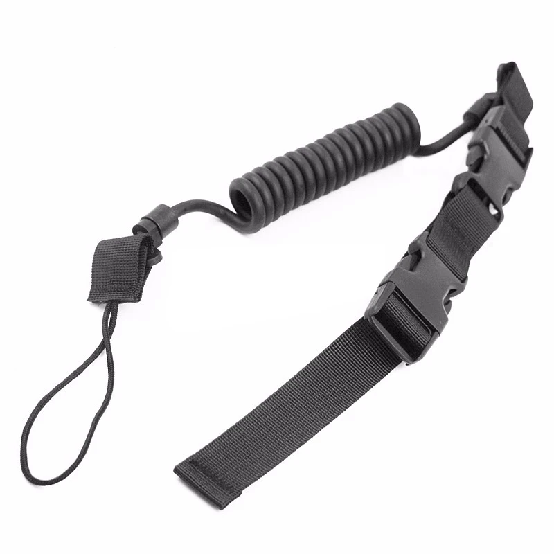 1pcs Elastic Spring Retention Sling Belt Ropes Combat Sling Telescopic Hunting Tactical Hand Gun Secure Multi-functional lanyard