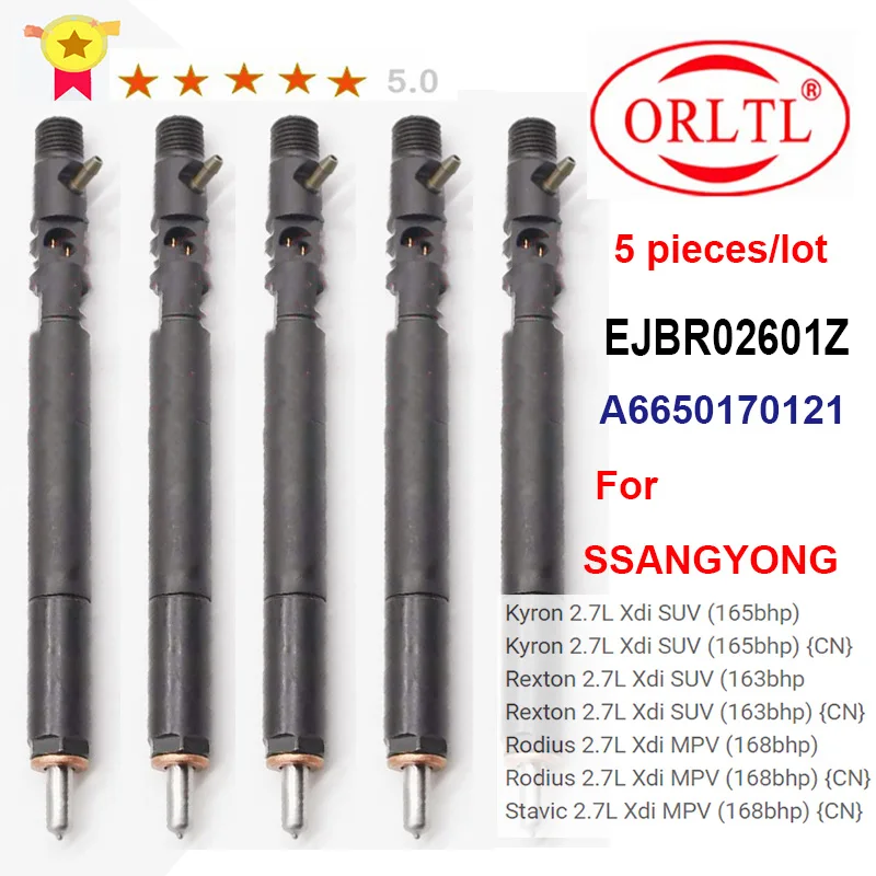 

5PC A6650170121 EJBR02601Z 6650170121 Diesel Fuel Injector for SSANGYONG Rexton 2.7L Xdi SUV (163bhp) {CN} D27DT Euro 3