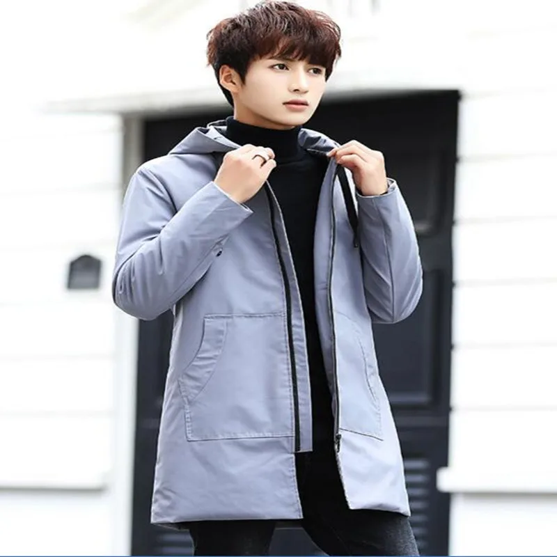 Áo Khoác Mùa Đông Nam Có Mũ Ấm Nam Hàn Quốc Áo Khoác Dù Hombre Dài Áo Khoác Áo Khoác Cashmere Nam Áo Gió Parkas Cotton Trẻ Quần Áo