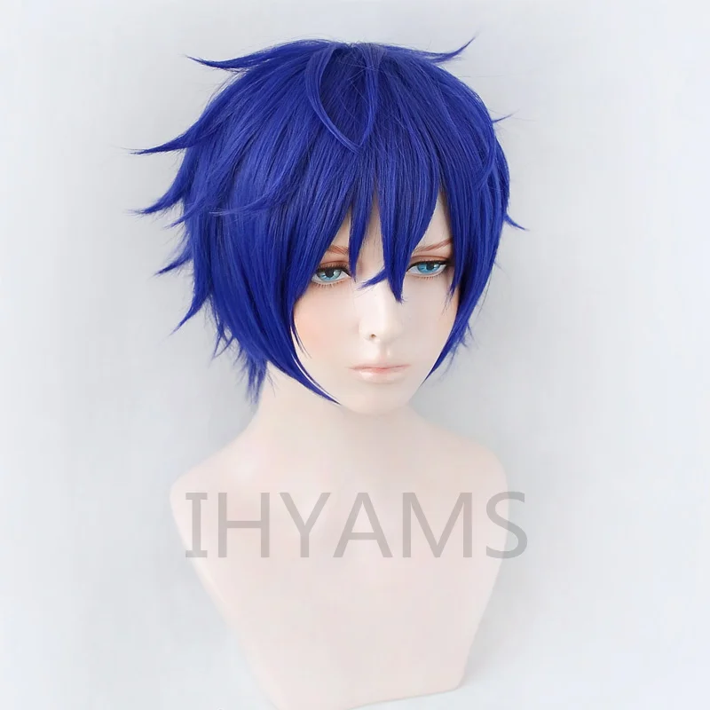 Ensemble Stars Cosplay Wigs Sazanami Jun Blue Short Heat Resistant Synthetic Hair Anime Costume Play Wig Eden Eve + Wig Cap