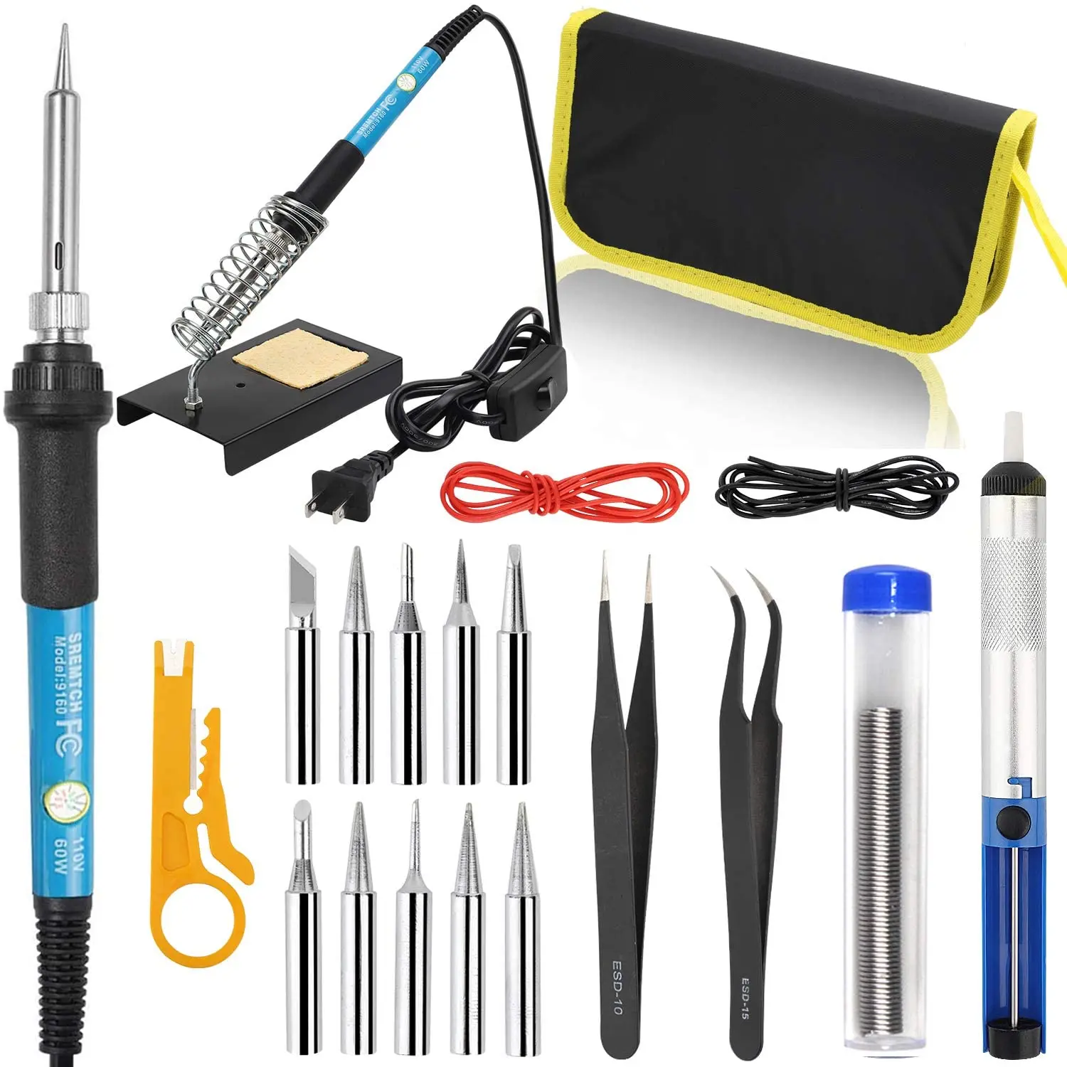 

Soldering Iron Kit Electric Gun 60W Welding Solder Irons Station Tips Wire Tool