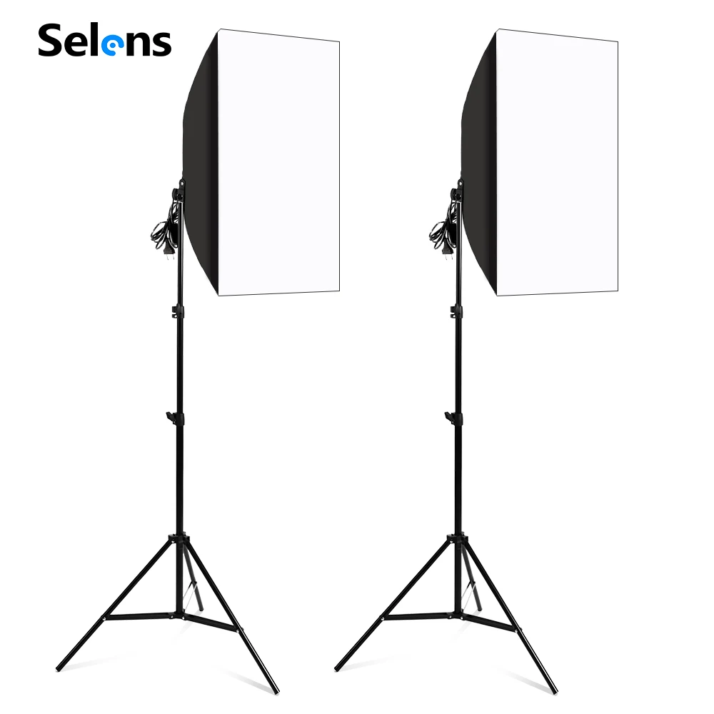 2pcs Photography Softbox Lighting Kits 50x70CM Professional Continuous Light System With E27 Socket For Photo Studio Equipment