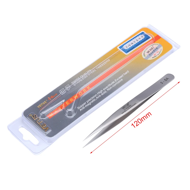 Vetus Electronic Industrial Tweezer 1-SA 2-SA 3-SA 4-SA 5-SA 7-SA Anti-static Curved Straight Tip Precision Forceps Phone Repair