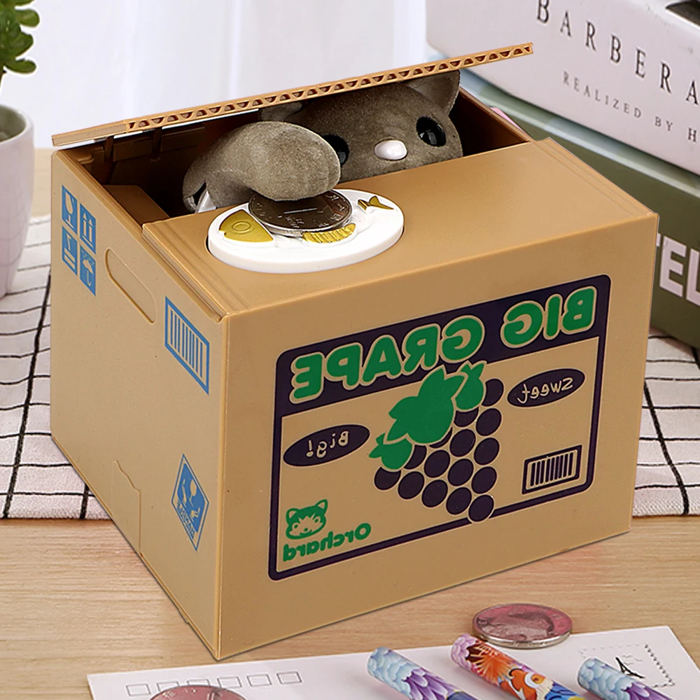 أطفال هدية صناديق المال الإلكترونية الآلية الباندا القط سرقة عملة البنك صندوق توفير المال البلاستيك أصبع البنوك لطيف