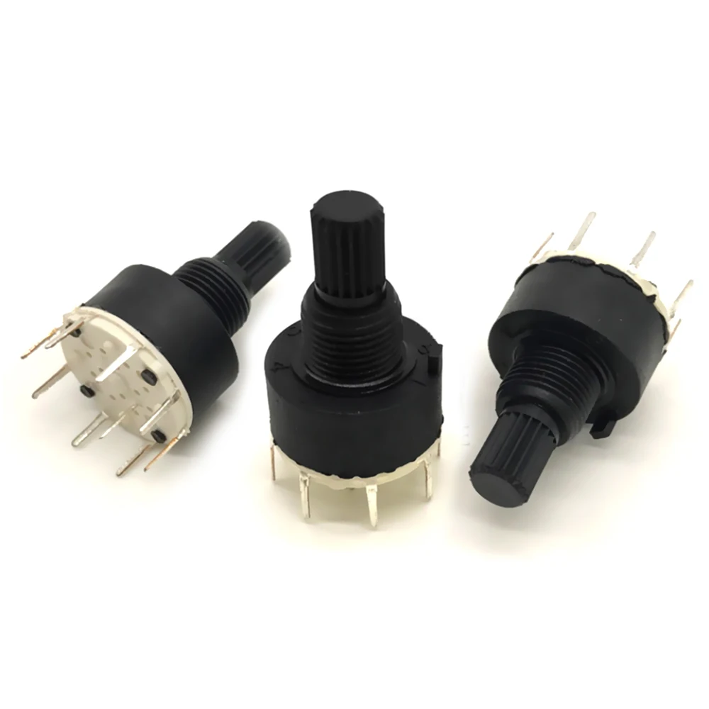 1 / 2 Pole 3 / 4 / 5 / 6 / 8 Position SR16 16mm Rotary Band Switch 15mm Shaft DC60V 0.3A 15mm Shaft Flower Axis Round Switch