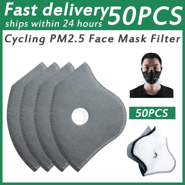 Anti Dust 5layers Cycling Face Masks Filter MTB Road Cycling Equip Dustproof PM2.5 Active Carbon Filter Replacement Protection