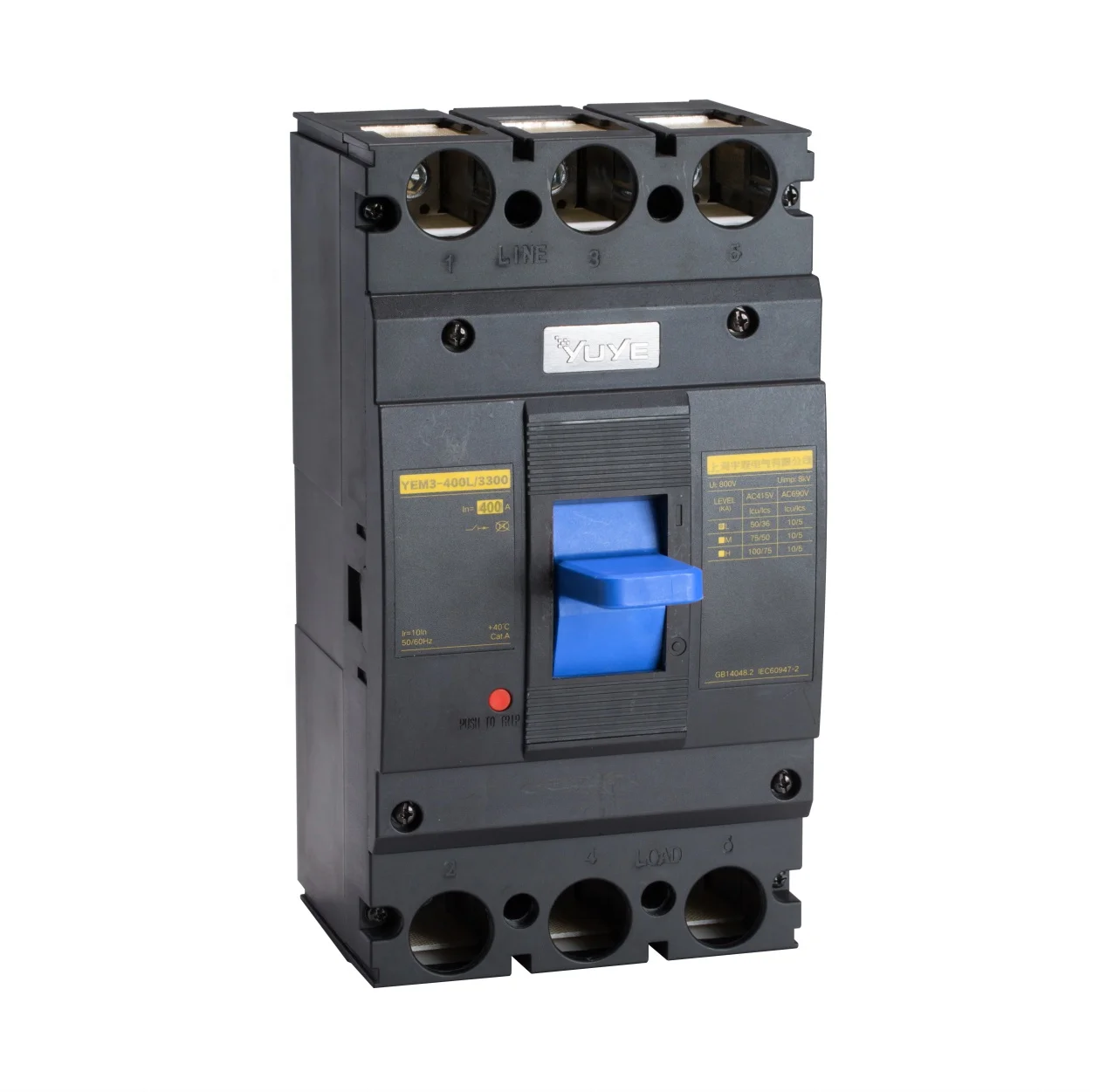 YUYE Electronic 400A 3 POLE MCCB Plastic Enclosure Plug-in type Economic Circuit Breaker for generators