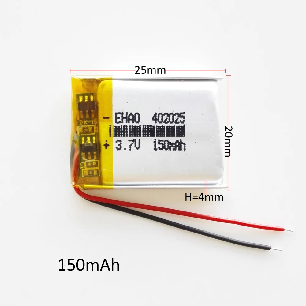 3.7V 150mAh Polymer Lithium Lipo Rechargeable Battery 402025 For Ployer P319 aigo E5808 MP3 MW1 Wireless Bluetooth Mouse