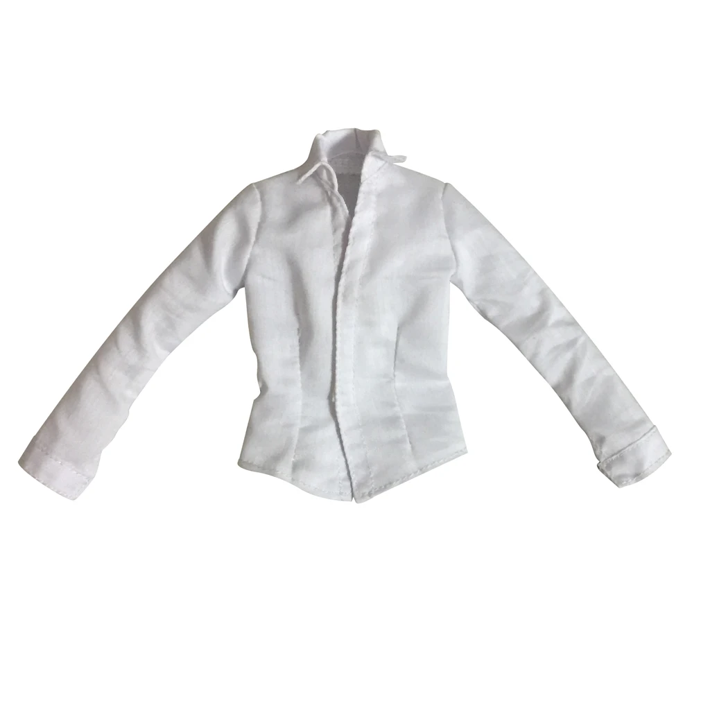 1/6 White Long Sleeve Shirt Top for 12''    Kumik Female Figure