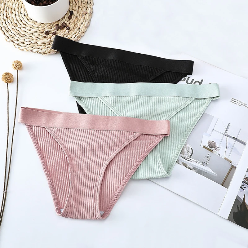 

3pcs Cotton Panties Underwear For Women Sports Striped Briefs For Ladies Female Lingerie Woman Intimates Cotton Panties BANNIROU