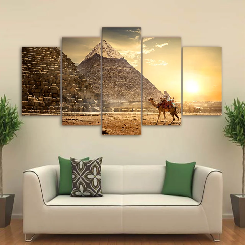 Wall Art Modular Pictures Framework HD Printed 5 Panel Ancient Egypt Pyramid Home Decor Living Room Modern Canvas Painting