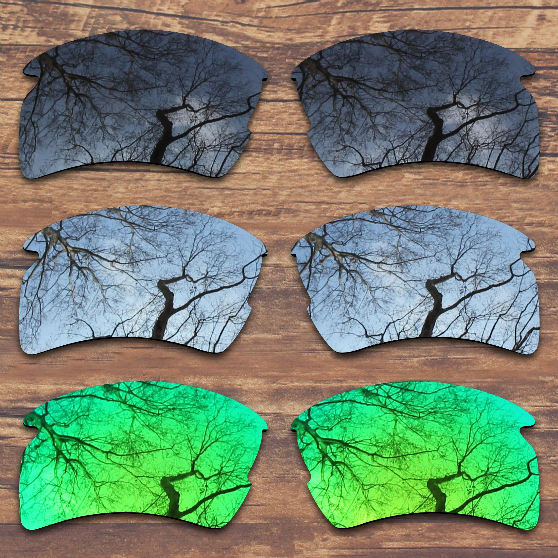 

Millerswap 3 Pairs Black.Silver.Green Polarized Replacement Lenses for Oakley Flak 2.0 XL OO9188 Sunglasses