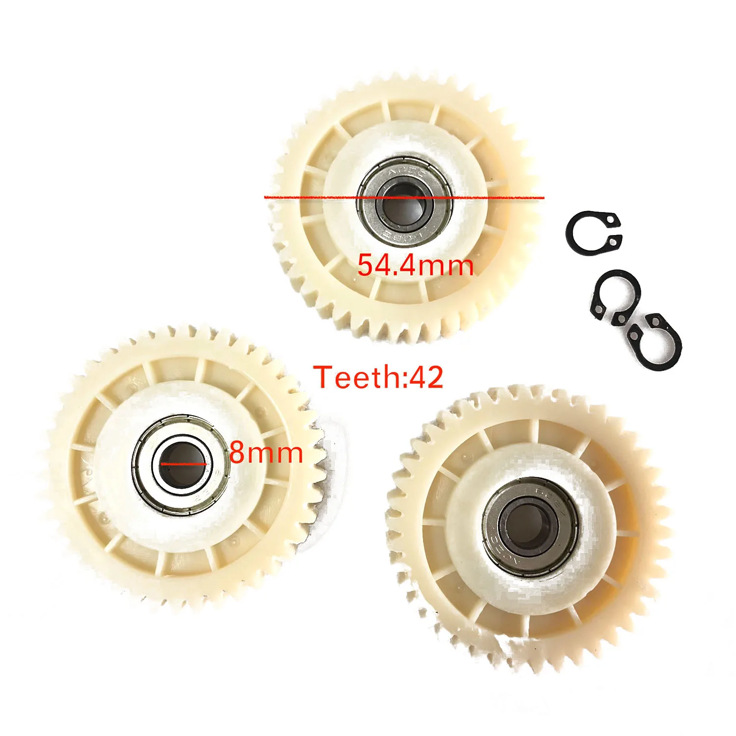 500W Geared Hub Motor BPM Nylon Gear set Spare Part for Replacement 42 Teeth 3PCS with Circlip Ring