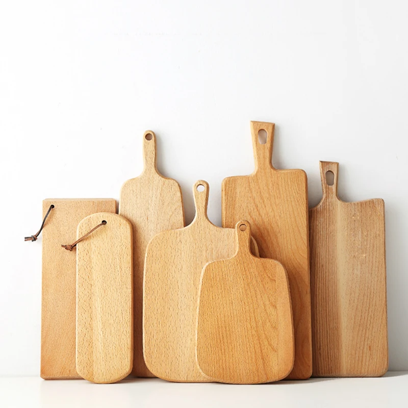 MUZITY  Kitchen Wooden Chopping Blocks Beech Pizza Bread Fruit Hangable Cutting Board Durable Non-slip Kitchen Tools Accessories