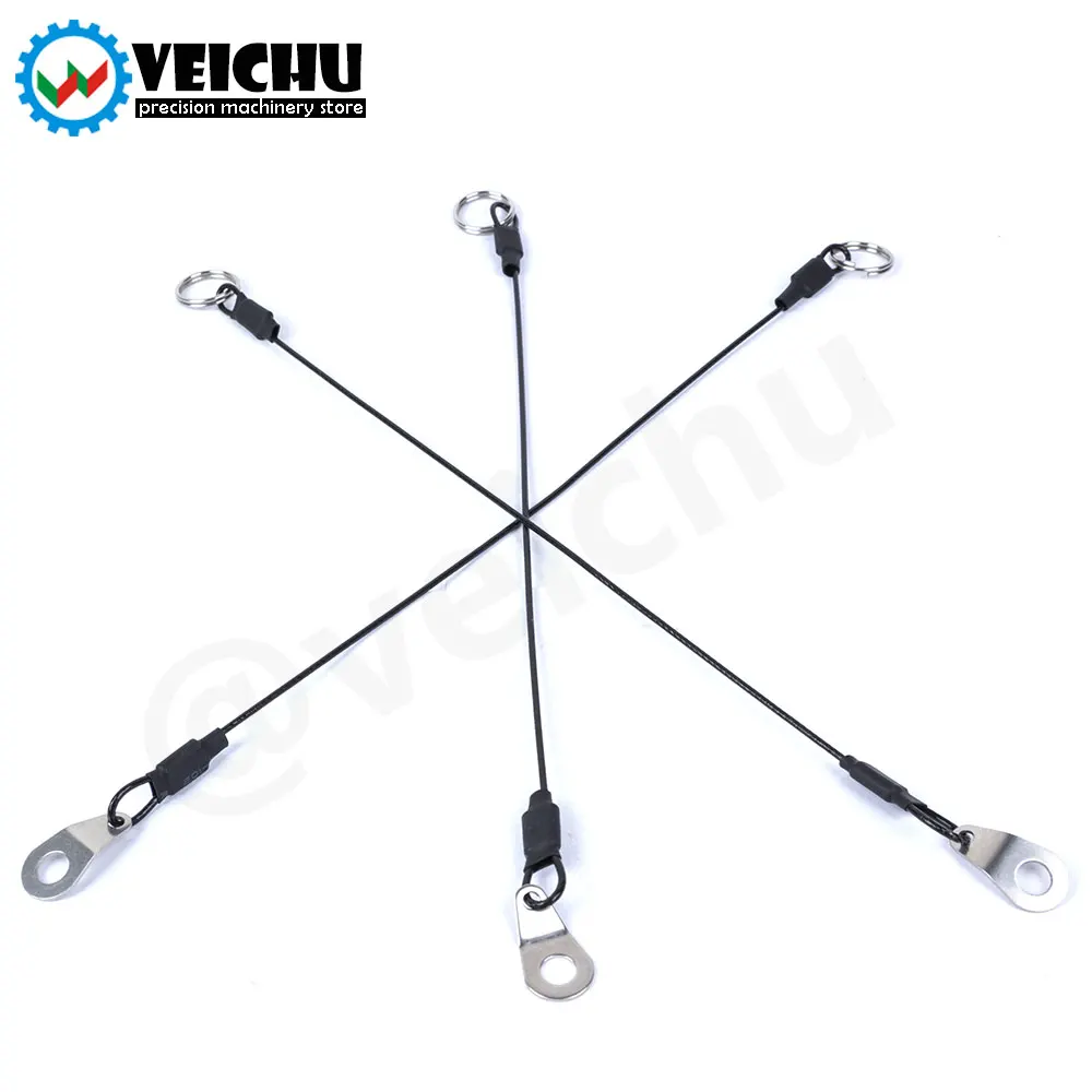 VEICHU Unti-Lost Rope Black Stainless Cable Safety Rope With Key Ring And Gasket