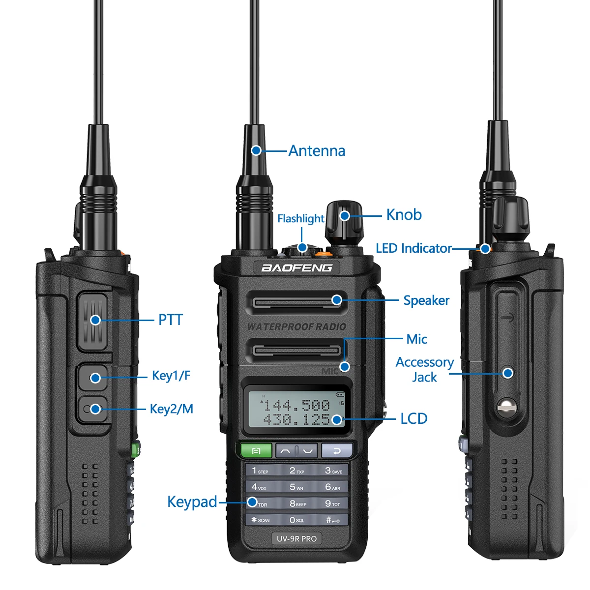 Baofeng UV-9R PRO High Power Dual Band 136-174/400-520MHz IP68 Waterproof Ham Radio Upgraded Of UV9R Walkie Talkie Range