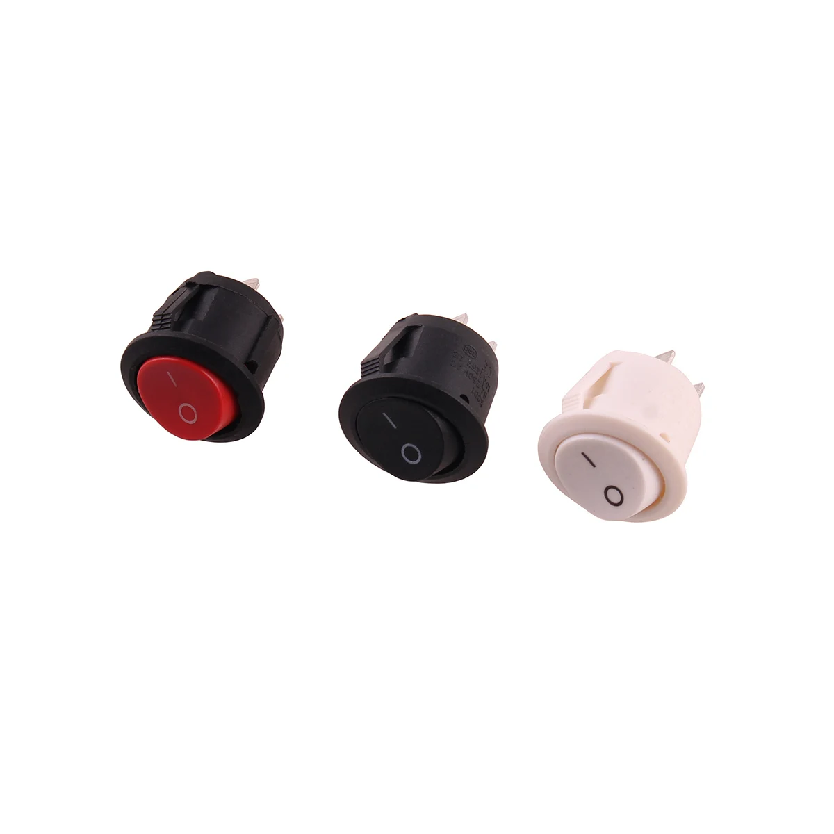 Red Black White 20mm Diameter ON/OFF Round Rocker Toggle Switch 6A/250VAC 10A 125VAC Plastic Push Button Switch