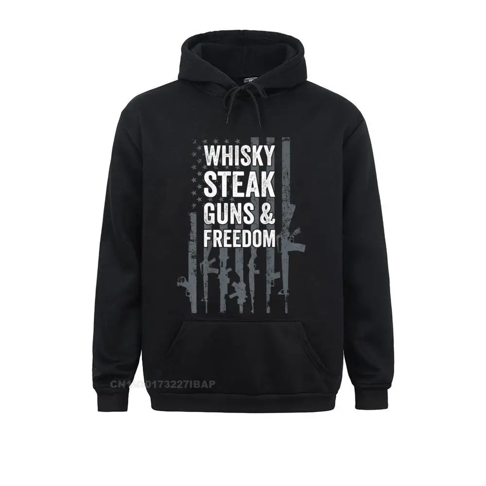 

Whisky Steak Guns And Freedom Funny USA Drinking ON BACK Women Sweatshirts Leisure Long Sleeve Hoodies Funky Outdoor Clothes