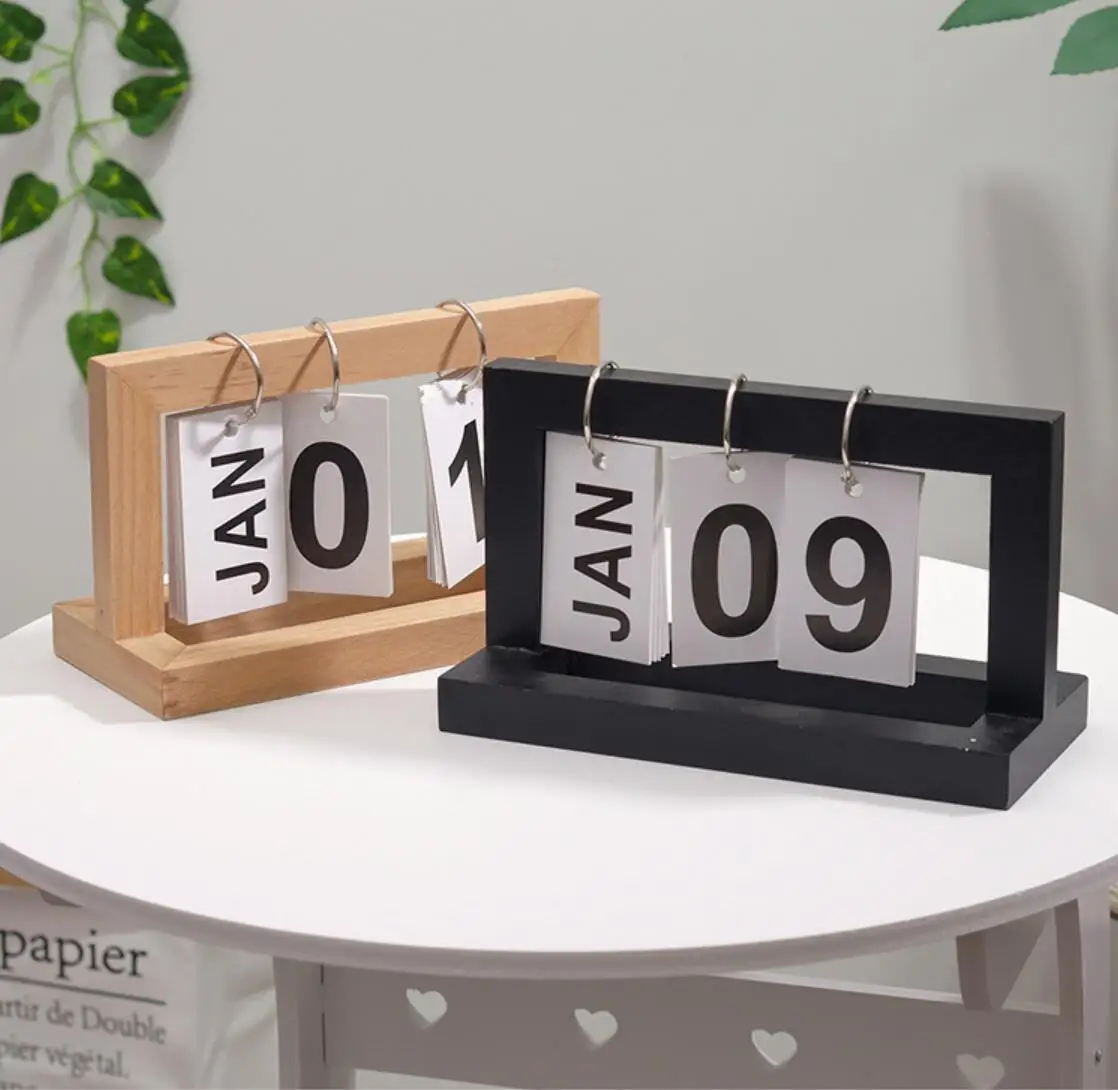 Promotion sale 2pcs/lot Creative calendar ornaments original wooden