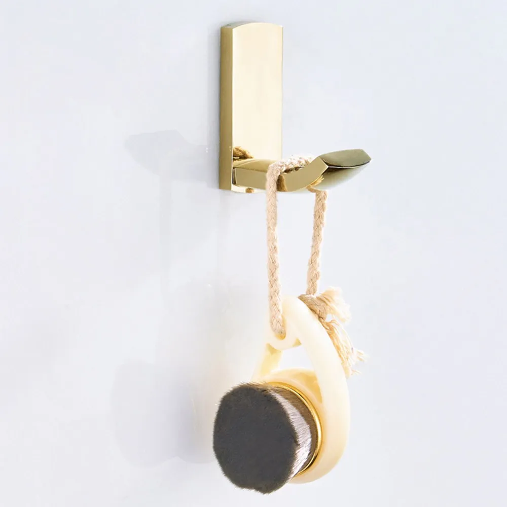 Wall Mounted Gold Color Brass Bathroom Towel Coat Hooks Single Robe Hook Hanger Bathroom Accessory mba849
