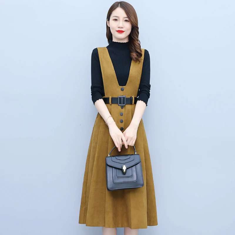 2024 New Woolen Vest Dress Sweater Two-piece Suit Autumn Winter Vintage Casual Dress Women Thick Warm Bodycon Party Fashion Sets