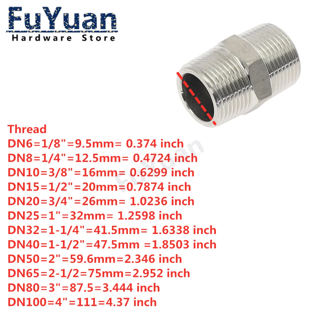 SS304 fittings Stainless Steel threaded connector Adapter 1/8\