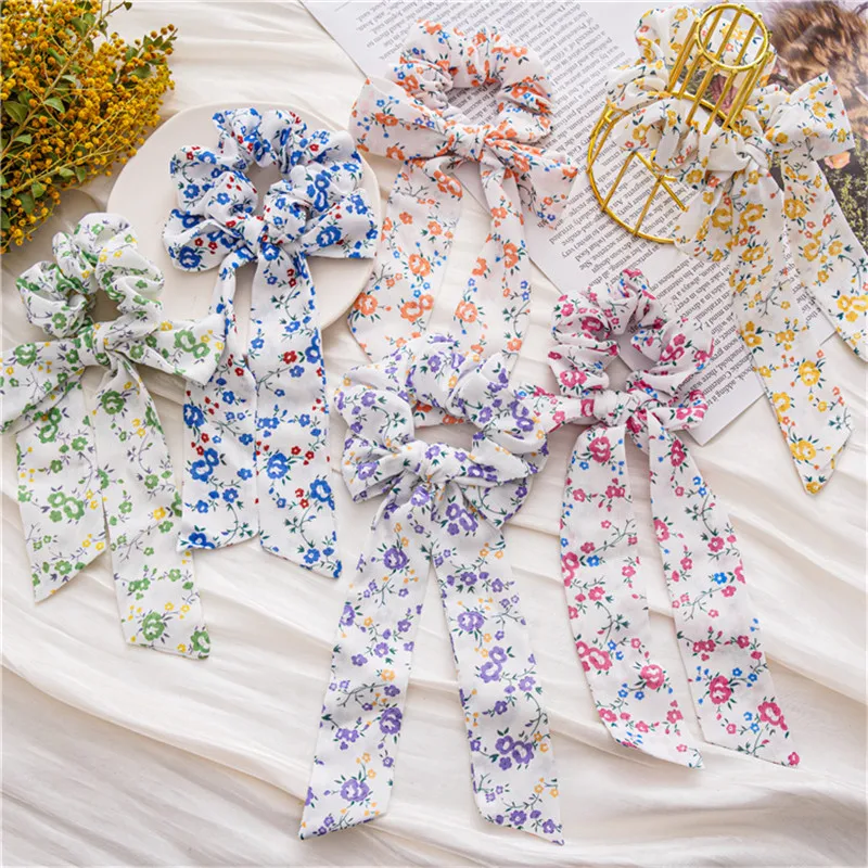 

Ruoshui Woman Chiffon Elastic Hairband Girls Floral Hair Ties Scrunchies Women Hair Accessories Rubber Band Ponytail Holders