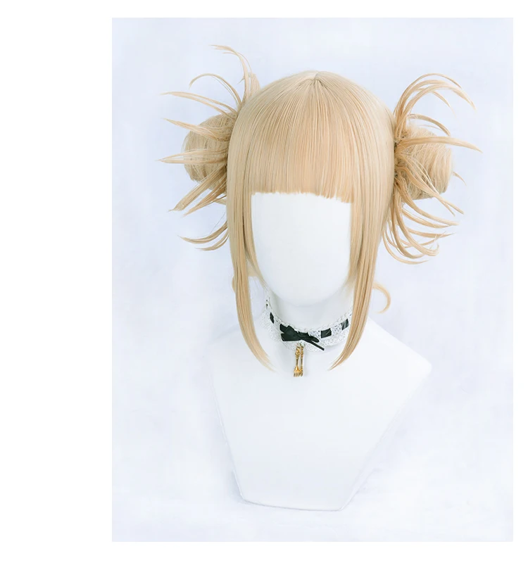 Perruques My Boku no Hero Academia Akademia Himiko Toga, perruques courtes blondes légères à Clip, petits pains résistants à la chaleur, accessoires de Costume Cosplay pour filles