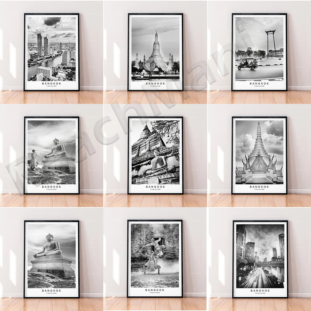 Bangkok city printing poster photo Thailand city printing minimalist home poster wall decoration gift