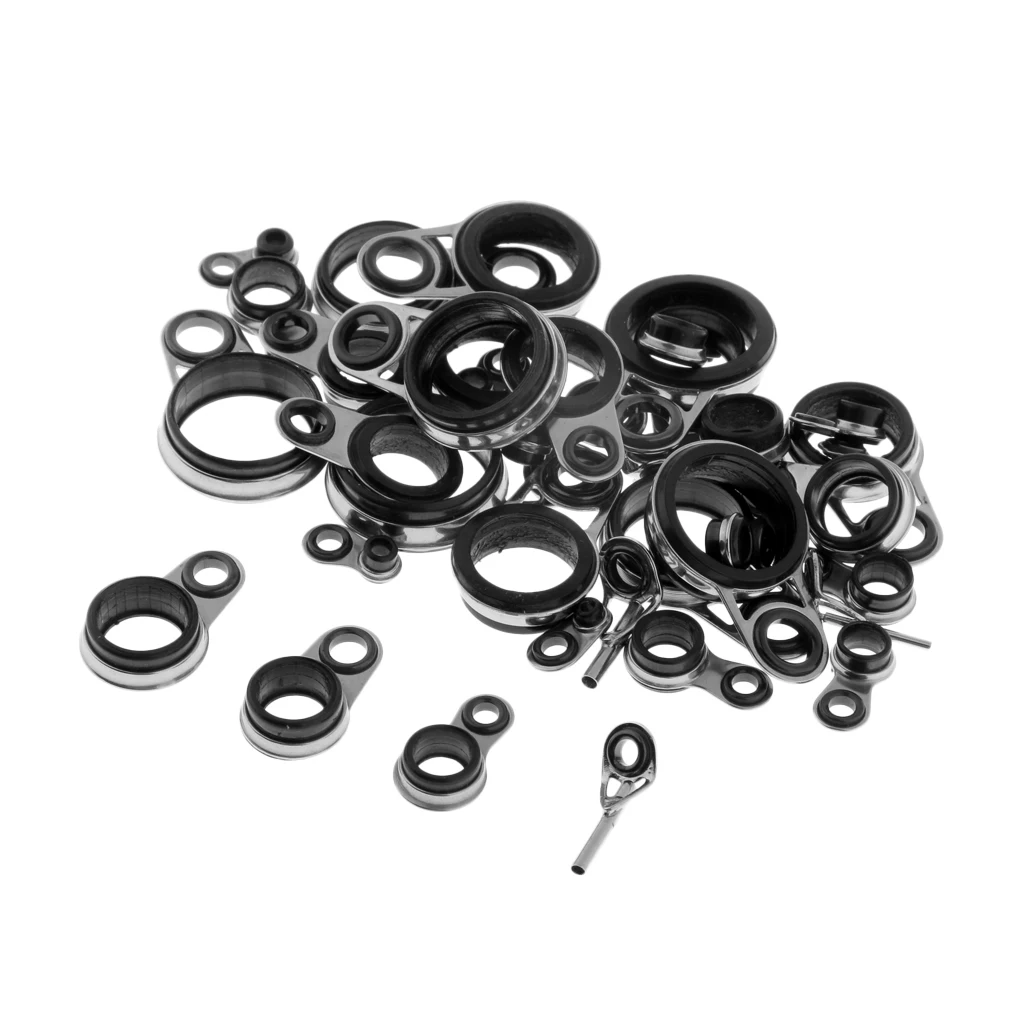 37Pcs Telescopic Fishing Rod Guides Top Tips Ring Set Rod Repair Kit Mixed Sizes 1-16mm image 4