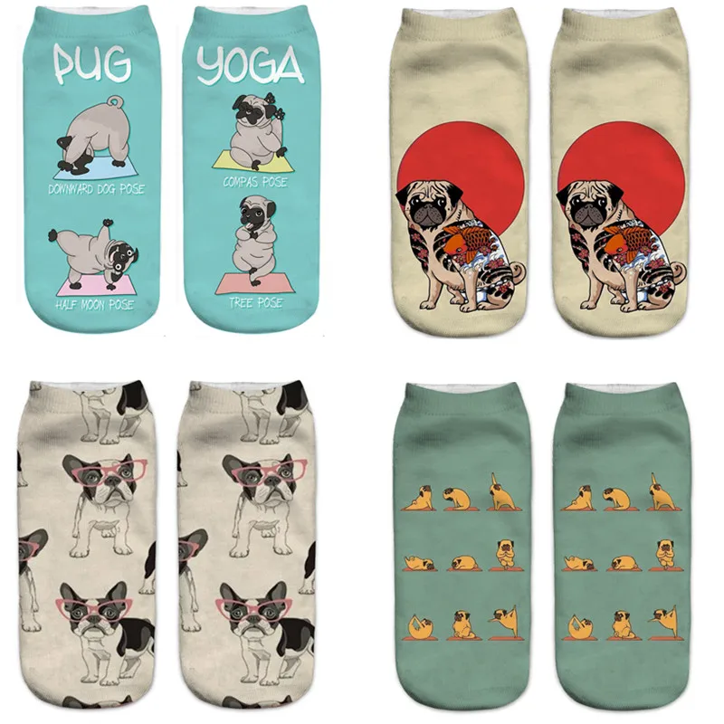 New 3D Printing Women Socks Fashion Unisex Socks Meias Feminina Funny Low Ankle HOT Lovely Dog Socks