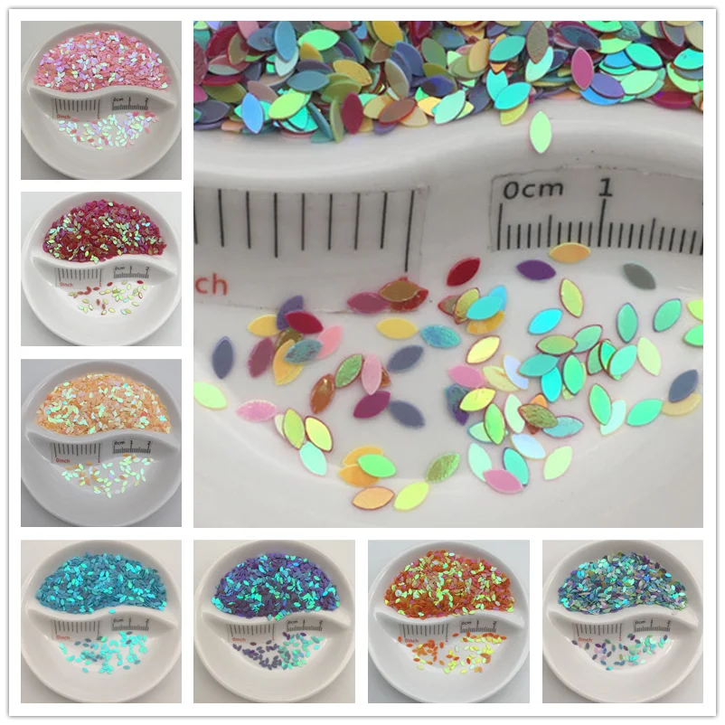 New! 20g 5mm Oval Horse Eyes Shape PVC loose Sequins Paillettes for Nail Art manicure/sewing/wedding decoration confetti