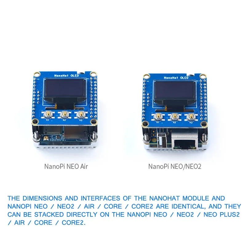 Nanohat oled、pythonプログラミングドライバのオープンソースサポートnanopi、NEO2、空気、など。