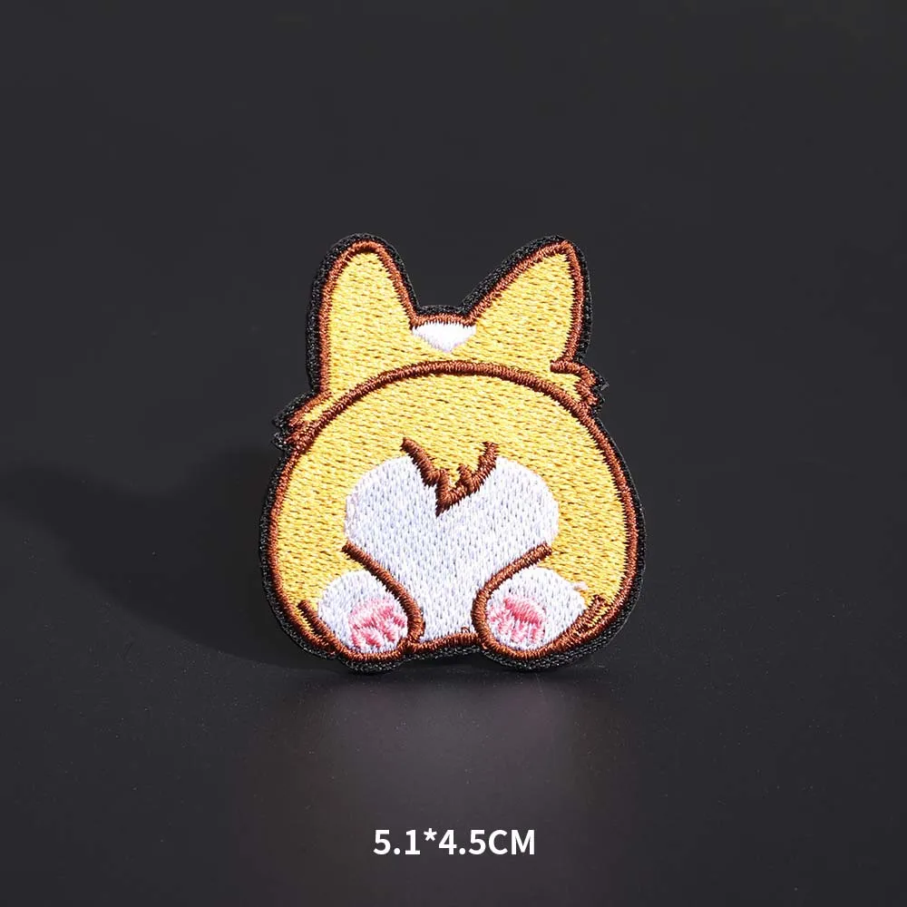 Cute animal cloth stickers three pet dog Corgi buttocks embroidery badges DIY ironing design on animal lovers T-shirts