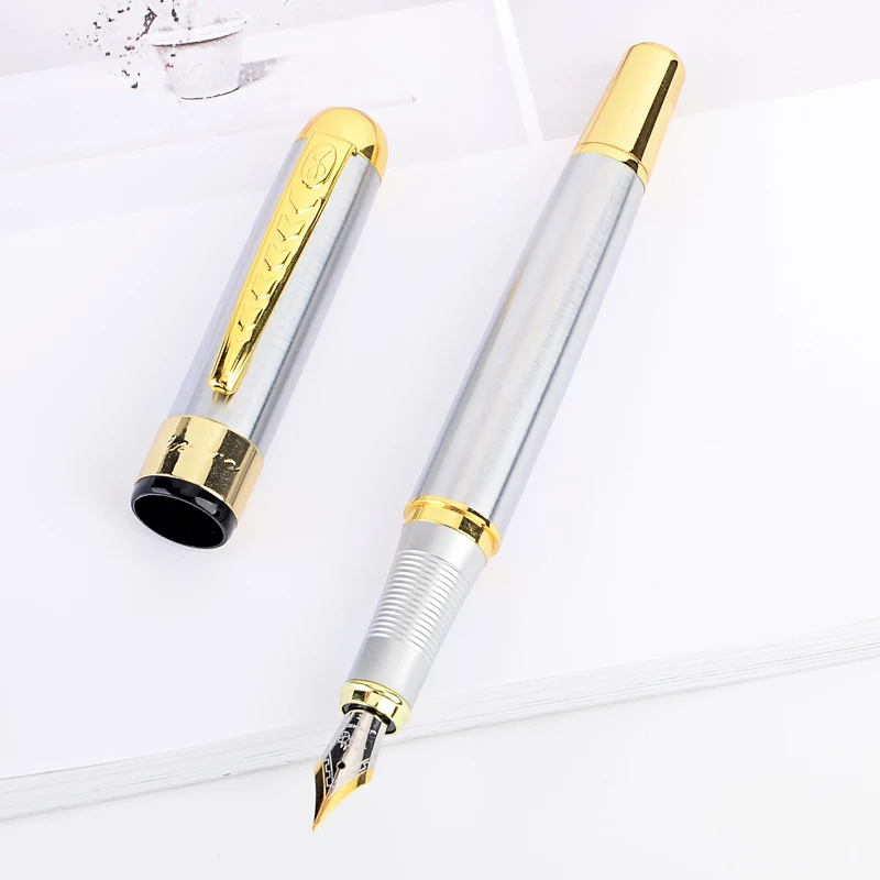 New Luxury Brand Noble Golden & Silver Stainless Fountain Pen Hot Sale Nib Gift High Quality School Office Writing Supplies