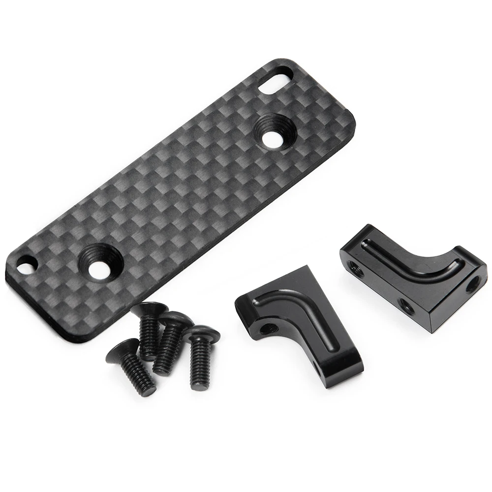 AXSPEED Metal Servo Mount with Carbon Fiber Skid Plate Set for Axial SCX10 Capra Wraith 90048 1/10 RC Crawler Car Upgrade Parts